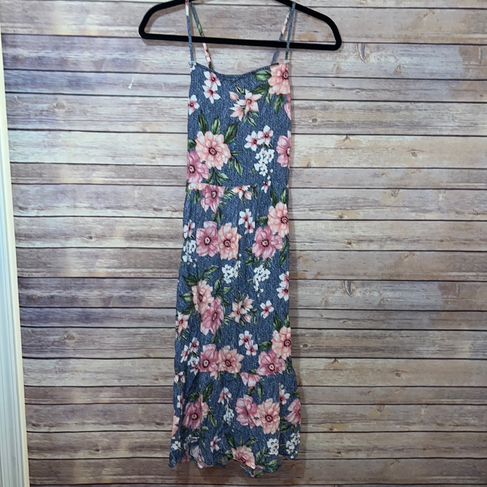 NWT Nordstrom x HIATUS Pink Blue Floral Midi Dress Size Medium G2